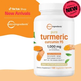 Micro Ingredients Turmeric Curcumin 1,000mg | 95% Curcuminoids with Black Pepper & MCT Oil for Ultimate Absorption, No Filler, No GMO - 120 Vegetarian Capsules