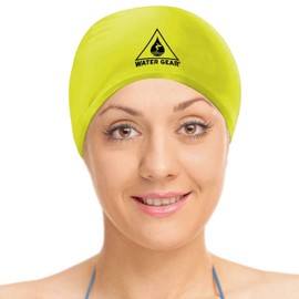 Water Gear Synthetic Fiber Swim Cap - Comfortable and Durable Swimming Cap - Keeps Short or Long Hair Dry