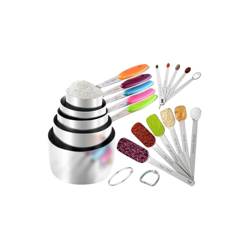 16Pcs Measuring Cups & Spoons Set, Stackable Cups and Spoons,