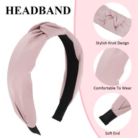 Esitrormi Knotted Headbands for Women Pink Headband Womens Headbands Fashion Thick Headbands for Women Non Slip Head Bands for Women's Hair Birthday Girl Headband Cute Girl Hair Accessories
