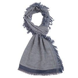 ROYALZ Scarf for Men Neckerchief Checked or Striped 100% Cotton Men's Scarf Men's Scarves Stripes Checked Light Soft - All Year Round Multicoloured, Navy blue / white