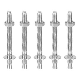 DTGN 1/4" x 3-1/4" Wedge Anchors - 5Pack - Good for Cement and Concrete Wall - 304 Stainless Steel Zinc Plated Screw Bolt Nut Expansion Tube Fasteners