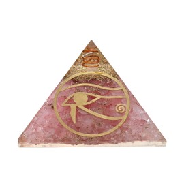 Large Orgone Pyramid | Rose Quartz Pyramid Crystal | Eye of Horus Orgonite Pyramid | Organ Pyramids Positive Energy Healing