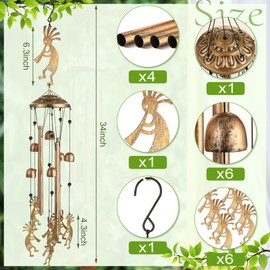 VioraWhite Wind Chimes Outdoor Gifts for Women Men Mom Wife Grandma Birthday Gifts Memorial Metal Wind Chimes for Outside Indoors, Lawn, Patio, Home, Porch, Yard Decor, Garden Decorations (Kokopelli)