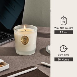 M&SENSE Natural Soy Wax, Vanilla Scented Aromatherapy Candle Gift for Women and Men - 9.2 oz | 50 Hours Burn Time, White |Luxury Home Scented and Home Décor