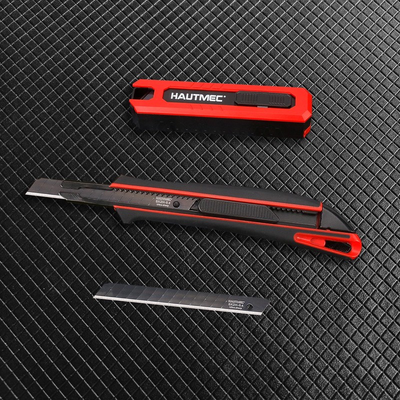 HAUTMEC 10PC 9mm Industrial Utility Knife Blades, SK2H Steel Box