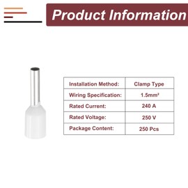 MECCANIXITY 250 Pcs Insulated Ferrule Electrical Wire Connectors Wire Terminals Wire Crimp Connector Kit 16 AWG for Electrical Projects Industrial Chemical Industry, White