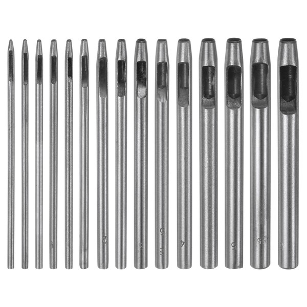 QUARKZMAN 15-teiliges Lederlochstanzer-Set 0,5 mm-6 mm Stahl Hohle Runde Lochstanzer