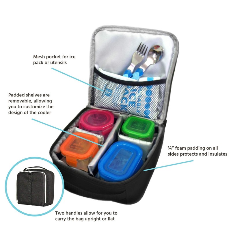 JL Childress Cooler Cube Food and Bottle Bag, Black