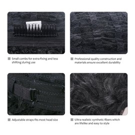 Tirrinia Synthetic Kinky Curly Half Wig Short Afro Wigs Heat Resistant Daily Wig Dark Brown