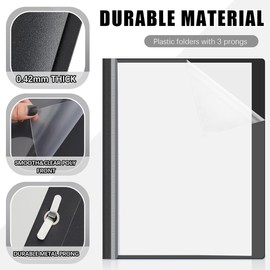 10 Pcs Report Covers with 3 Prongs Fasteners, A4 Plastic Document Folder, Project Folder Presentation Folder, Dissertation Binder, Report Folder Dossier File Folder, Clear Front Display Booklet Folder