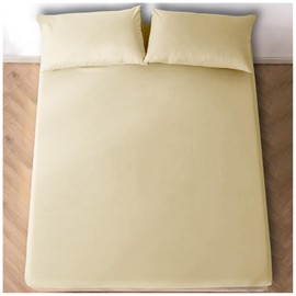 4ft Small Double Fitted Sheet - Plain Dyed Bedding 10"/ 25Cm Deep - Elasticated Corners Bedsheet (120 x 190 cm) - Cream
