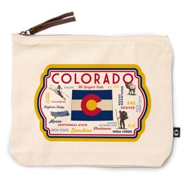 Lantern Press Colorado, Typography and Icons, 100% Cotton Zipper Pouch, Travel Accessory, Go Bag