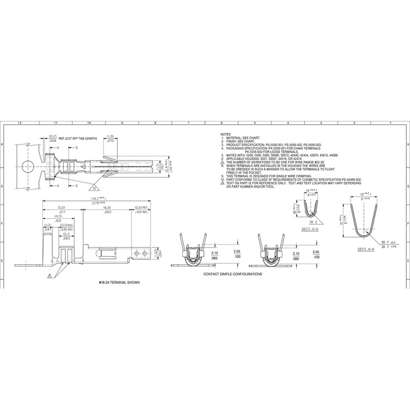 Molex Female Micro-Fit 3.0 ™ Crimp Terminals Pins Wire Diameter:
