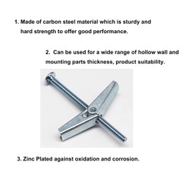 cSeao 10-Pack 1/4"-20 Heavy Duty Drywall Toggle Bolts Anchors with 3" 1/4-20 Screws for Hanging TV, Ceiling Lights, Curtain