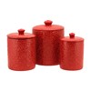 10 Strawberry Street Kitchen Canister Set, 3 Piece, Fleur Red