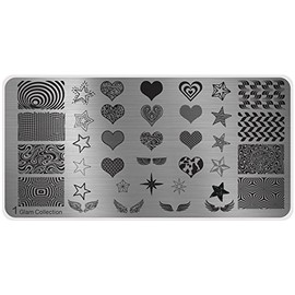 MoYou's XL Glam Plates Collection 1, Small and Large Designs, Hearts, Stars and Wings, Stamping Nail Art Design Template