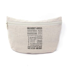 Custom Canvas Makeup Bag Grammy's Rules Grandmother Family & Friends School Supplies Pencil Tote Pouch 9x6 Inches Natural Design Only
