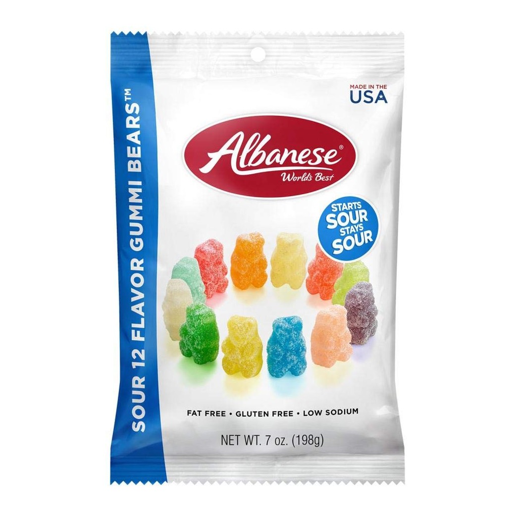 Albanese 12 Sour Flavors Gummy Bears 7 oz.