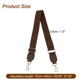 sourcing map Wide Shoulder Strap, 3.8cm Adjustable Purse Strap Replacement Crossbody Strap for Shoulder Bag Handbag, Dark Brown, Gold Square Mouth Buckle