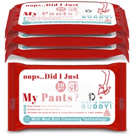 Timgle 4 Pack Funny Shart Butt Wet Wipes Christmas Novelty Wet Wipes Gag Gift for Adult Humor Wet Wipe Disposable Moist Towelettes for Friends or Family