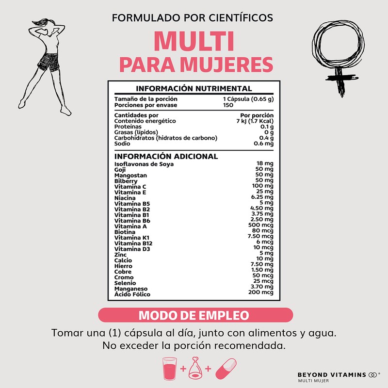 Multivitamínico para Mujer con 24 Ingredientes y Vitaminas | Suplemento