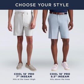 Haggar Men's Cool 18 Pro Straight Fit Flat Front 4-Way Stretch Expandable Waist Short, Red, 38