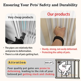 Lumizone Extra Tall Pet Gate 55.12" High Pressure Mounted 34.06"-38.38" Extra Wide (9 Sizes) 1.37" Gap for Cat Dog Stairs Doorway Hallway No Drilling Auto-Close (34.06"-38.38", Cream White)