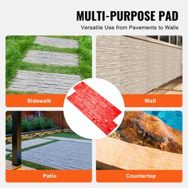 Happybuy Concrete Stamps Mat, 28 x 12 x 0.6 in, Concrete Texturing Skin Polyurethane Stamp Stone Tile Texture Mat, Slate floor Imprint Seamless Stamp Concrete Molds for Outdoor Decorative, Red