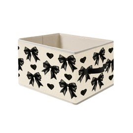 Evcprz Coquette Black Bow Storage Bins, Dark Preppy Girly Collapsible Fabric Storage Basket Box Organizer for Bedroom Nursery Living Dorm Room Clothes Toys Books, Toybox for Girls Boys Room