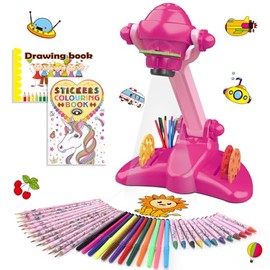 Proyector de Dibujo para Niñas 3+ Años, Mesa y Pizarrón para Calcar. Kit de Arte y Manualidades, Juguete Educativo con Plumones, Crayones y Libro. Regalo Ideal de Cumpleaños y Día del Niño.