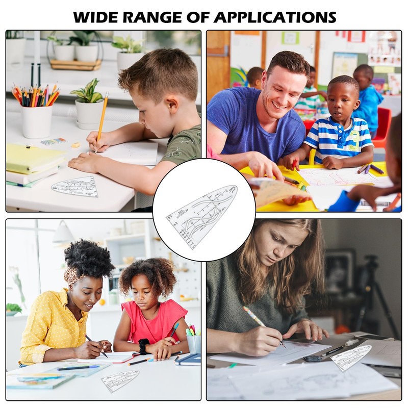 Yuannee Parabolic Stencil,3 PCS Drafting Tool Multifunctional Standard Parabola Ruler