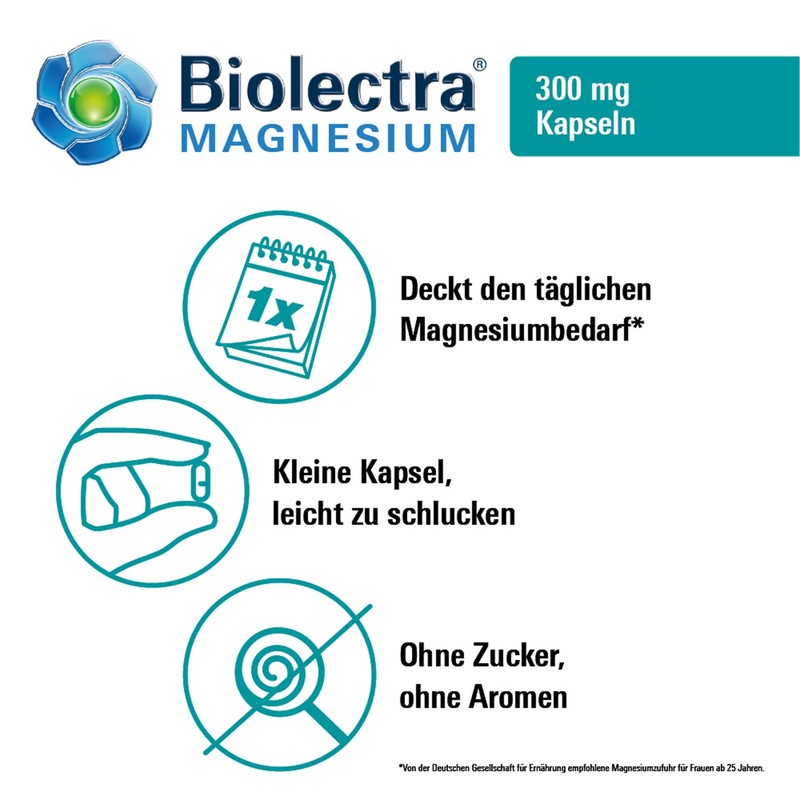 Biolectra Magnesium 300 mg Kapseln, für entspannte Muskeln, Apotheken-Qualität, 20