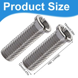 GXGM Pack of 3 Silver M12 x 30 mm Hollow Screw Sink, 304 Stainless Steel Drain Strainer Screw, for Drain Fitting Sink Drain Strainer Kitchen Sink Shock Sink Accessories, White