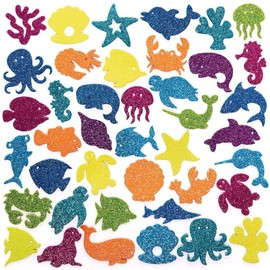 Baker Ross FC777 Glitter Sea Life Foam Rubber Stickers - Pack of 150, Bulk Glitter Foam Stickers for Children for Crafts, Design and Decorating
