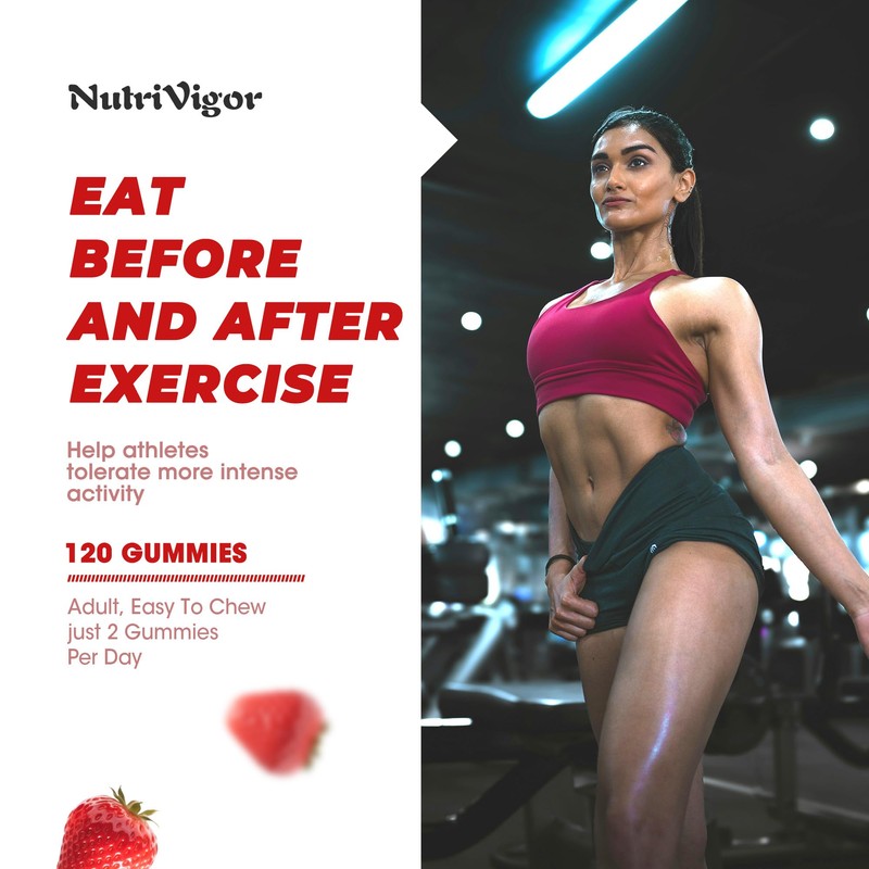 NutriVigor Creatine Monohydrate Gummies 5g for Men & Women, Preworkout