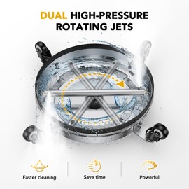 EVEAGE 14.5" Pressure Washer Surface Cleaner, Upgraded Stainless Steel Pressure Washer Accessories with 4 Weels & 1/4" Quick Connector, 4,000 PSI Power Washer for Driveways Sidewalks Patios Cleaning