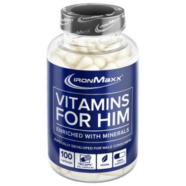 IronMaxx Vitamins for Him - 100 Kapseln | Mit Vitamin B6, Vitamin B12, Niacin, Calcium, Magnesium und Zink