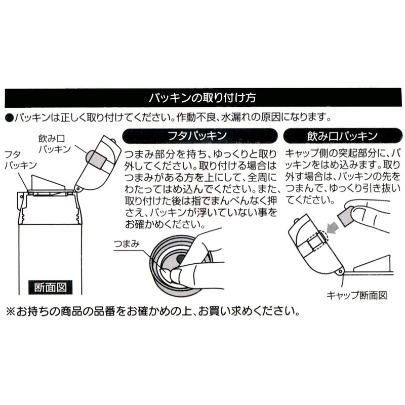 Skater P-SDPC5-PS-A Stainless Steel Water Bottle Replacement Gasket Set for