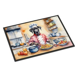Caroline's Treasures DAC6260JMAT Great Dane The Chef Doormat Front Door Mat Indoor Outdoor Rugs for Entryway, Non Slip Washable Low Pile, 24H X 36W