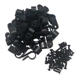 Cable Clamp R-Type Cable Clip Wire Clamp 1/2" Nylon Screw Mounting Cord Fastener Clips with Screws for Wire Management - 50 Pcs Cable Clamps + 50 Pcs Screws
