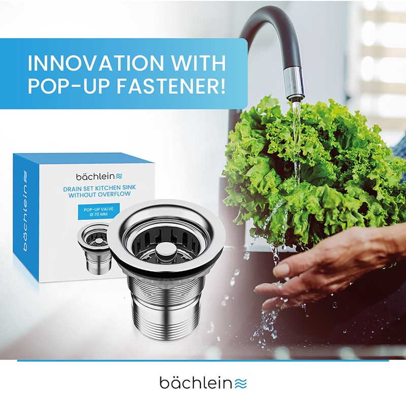 Bächlein Pop-Up Drain Fitting for the Sink, Diameter 70 mm