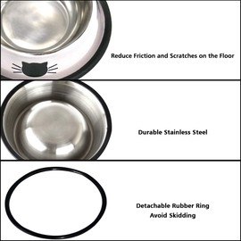 DOMI PRO Cat Bowls Cat Bowl Set, 3 Pieces Non-Slip Cat Bowls Made of Stainless Steel, Feeding Bowl, Cat Water Bowl, Cat Bowl Increases Bowls and Drinkers for Pets (Blue + Green + Grey)