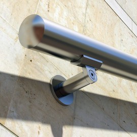 ARESSCORP B52 Handrail Aluminum Stairs Kit Stainless Steel Look 6 Ft and 1.97"Diam