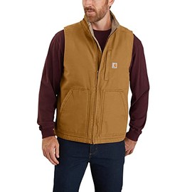 Carhartt Men's Sherpa Lined Mock-Neck Vest, Brown, Medium
