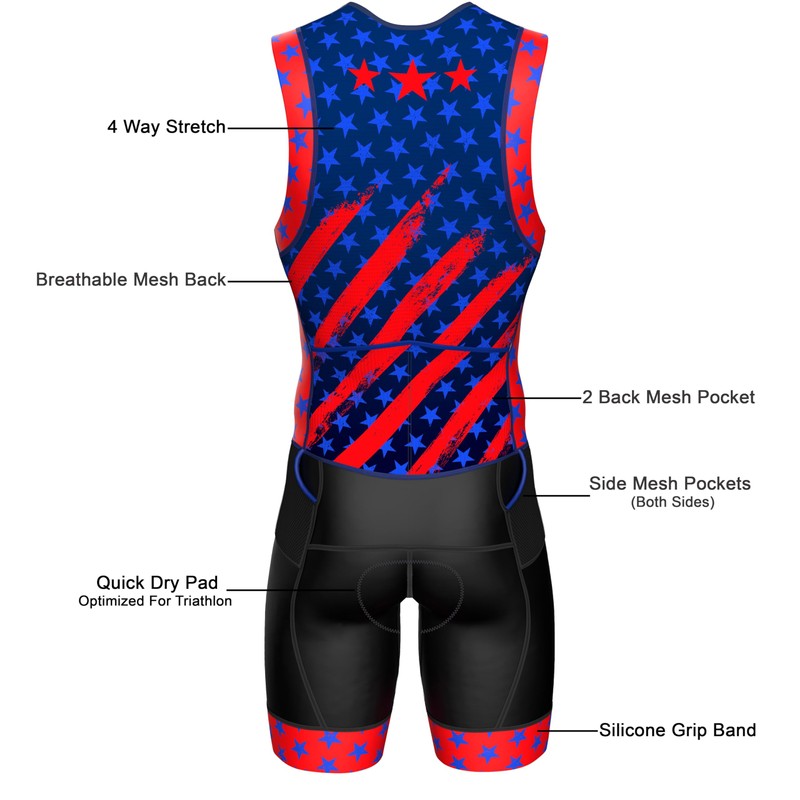 Wixen Men’s Triathlon Suit –Breathable & Padded Tri Suit for