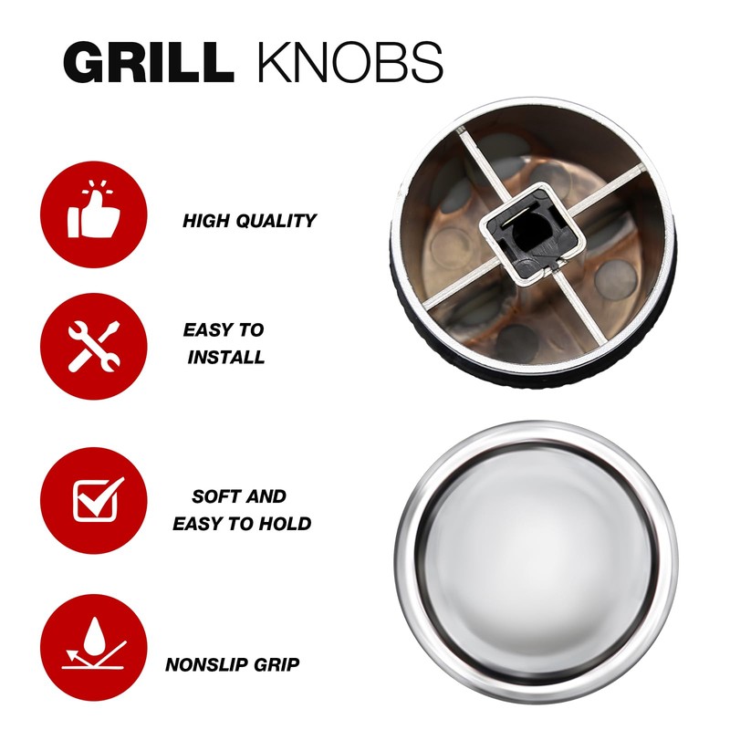 Aynaxcol 4Pcs Gas Grill Control Knobs with Nonslip Grip Gas