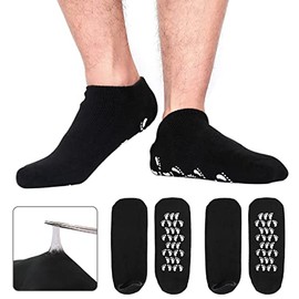 Codream Calcetines de gel hidratantes grandes para hombre, cuidado de los pies, tratamiento definitivo para piel seca agrietada y áspera en pies, paquete de 2 pares, color negro