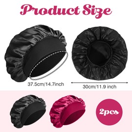 Bonnet Sleep Cap Hair, Bonet Silk, Shower Cap Women, Sleep Cap Hair Protection Children, Sleep Cap Curls, Satin Hood for Sleeping Men, Silk Hood Hair, Hair Protection (Burgundy and Black)