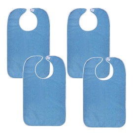 Fiyuer Bib for Adults, Seniors, Reusable, Washable, Waterproof Terry Towelling Bib, Adult Bib, Easy to Clean, Unisex Clothing Protector for Mother and Dad, Navy-4